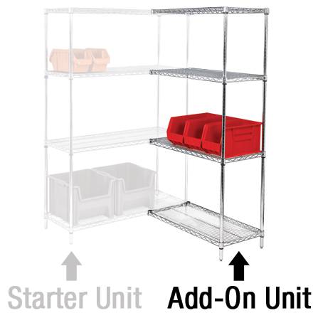 72 x 18 x 74" - 4 Shelf Wire Shelving Add-On Unit