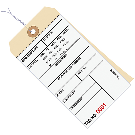 6 <span class='fraction'>1/4</span> x 3 <span class='fraction'>1/8</span>" - (10000-10499) Inventory Tags 2 Part Carbonless # 8 - Pre-Wired