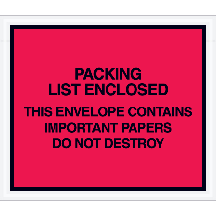 7 x 6" Red "Important Papers Enclosed" Envelopes
