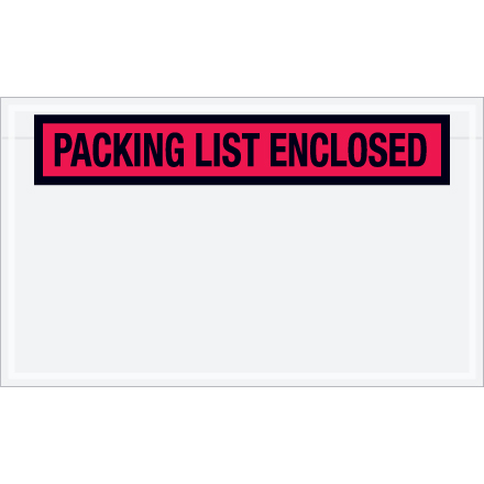 4 <span class='fraction'>1/2</span> x 7 <span class='fraction'>1/2</span>" Red "Packing List Enclosed" Envelopes